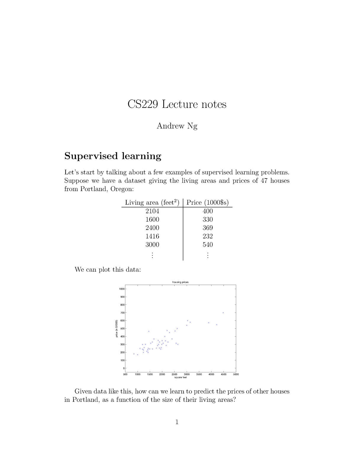 Stanford ML CS229-Merged Notes - CS229 Lecture Notes Andrew Ng ...