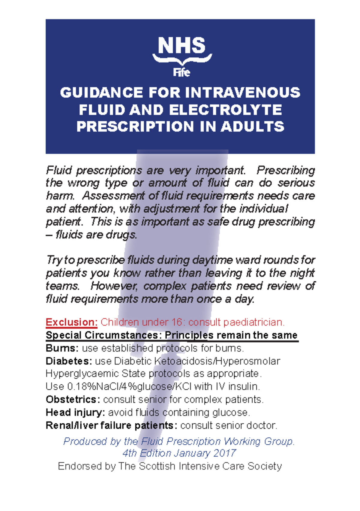 Intravenous fluid prescribing GUIDANCE FOR INTRAVENOUS FLUID AND