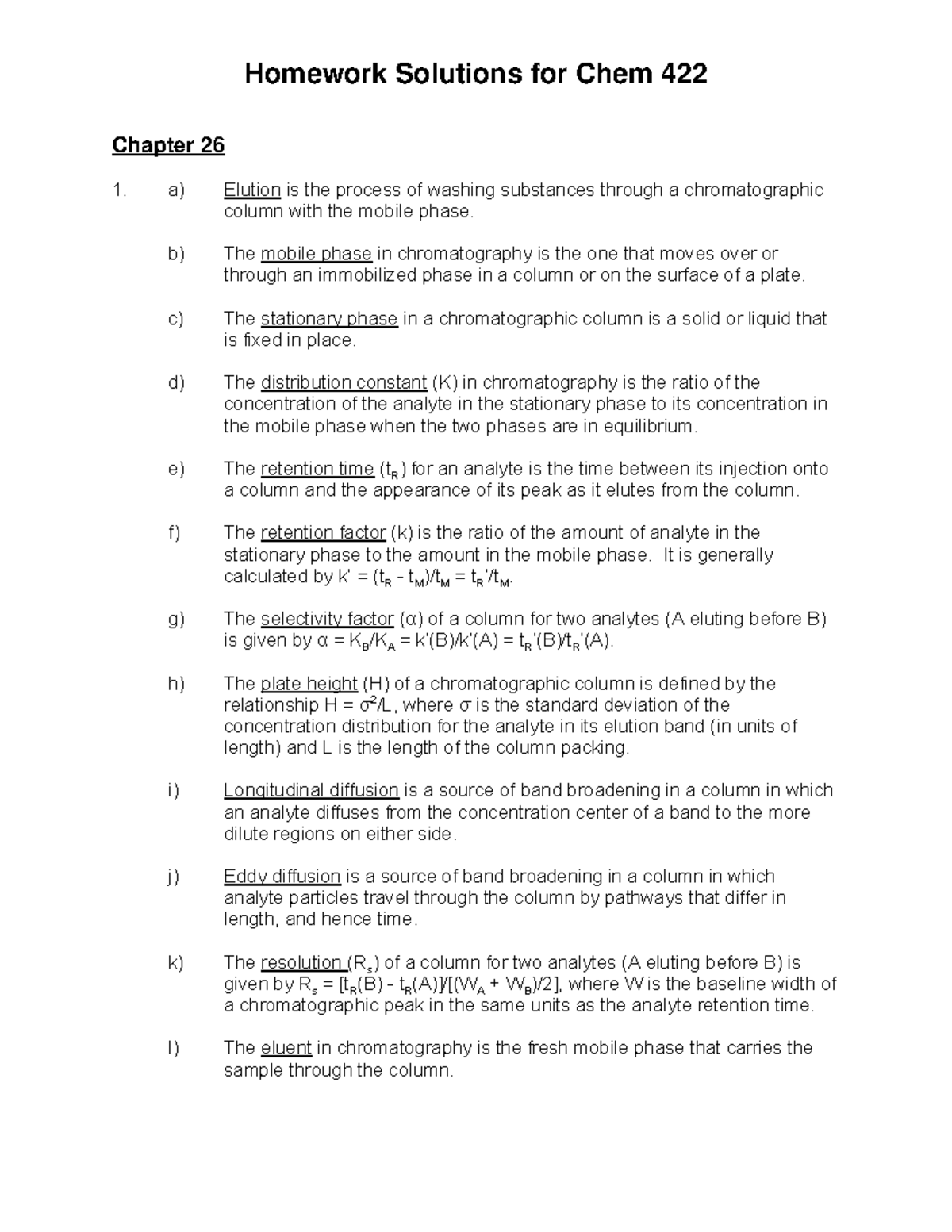 الحلول لفصل 26 unlocked - Chapter 26 a) Elution is the process of ...