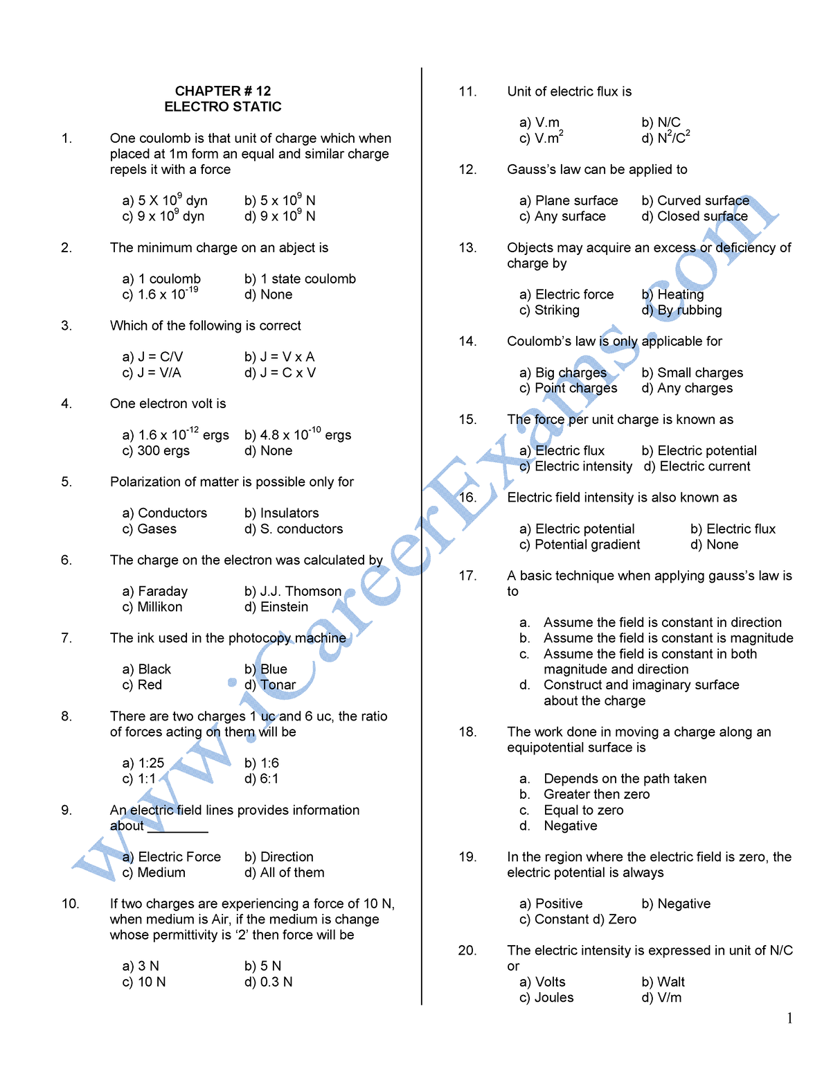 Physics Second Year - Lecture Notes 1,6 - CHAPTER # 12 ELECTRO STATIC ...