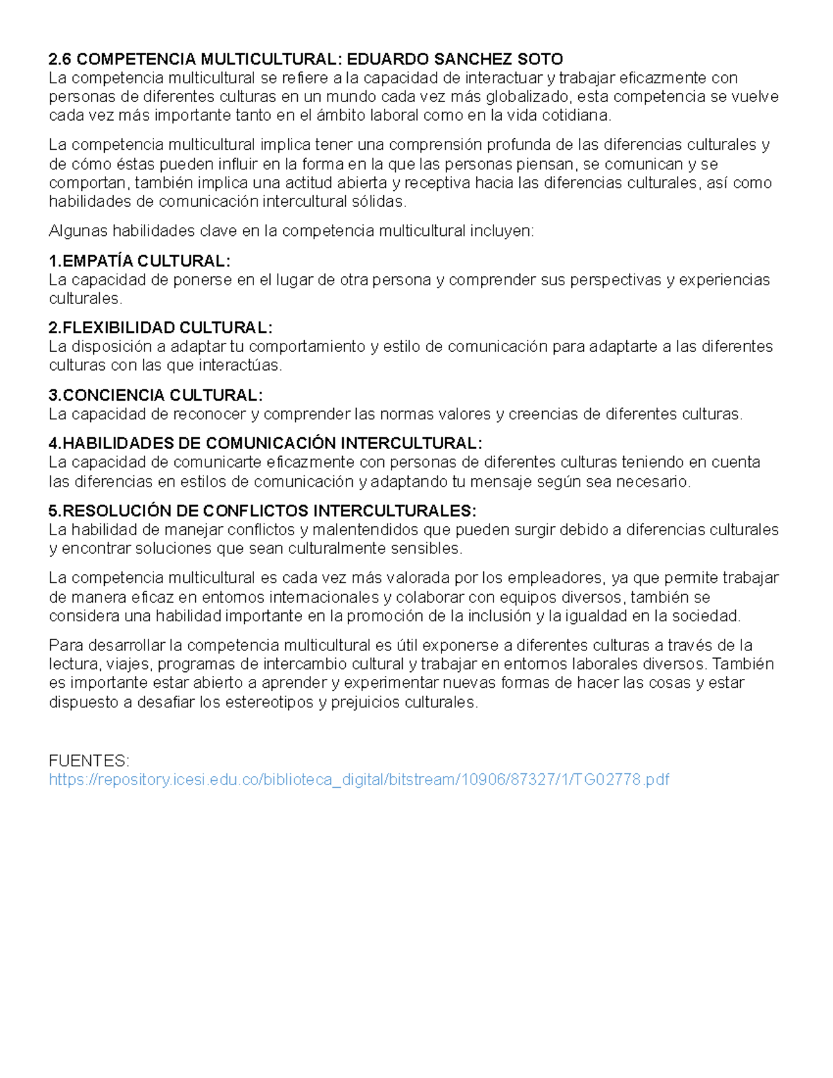 2.6 Multiculturalidad Competencias Humanas - 2 COMPETENCIA ...
