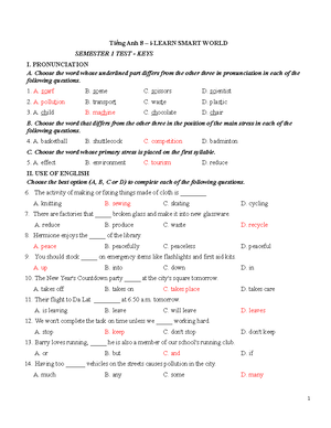 23. UNIT 7 - TEST 2 - KEY - Review - TEST 2 (UNIT 7) - KEY I. Find the ...