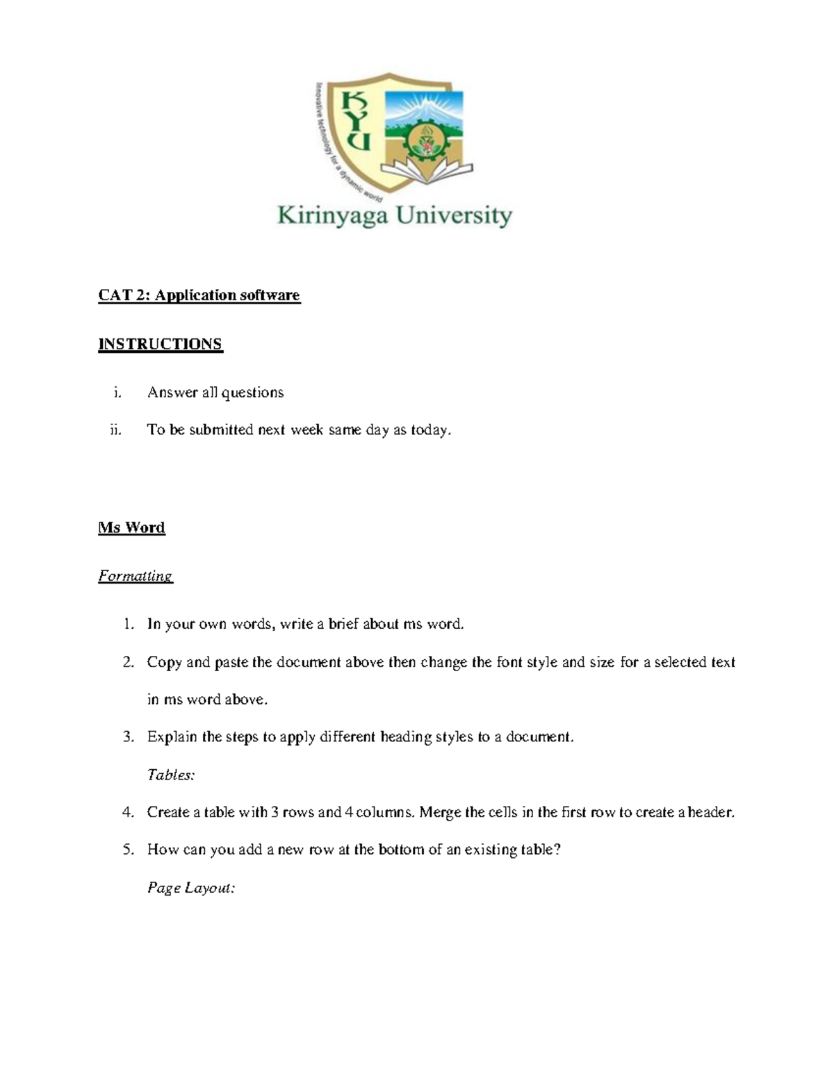 Application software - CAT 2: Application software INSTRUCTIONS i ...