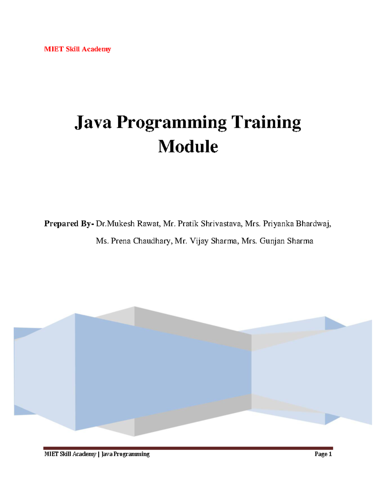 Java training module - MIET Skill Academy Java Programming Training ...