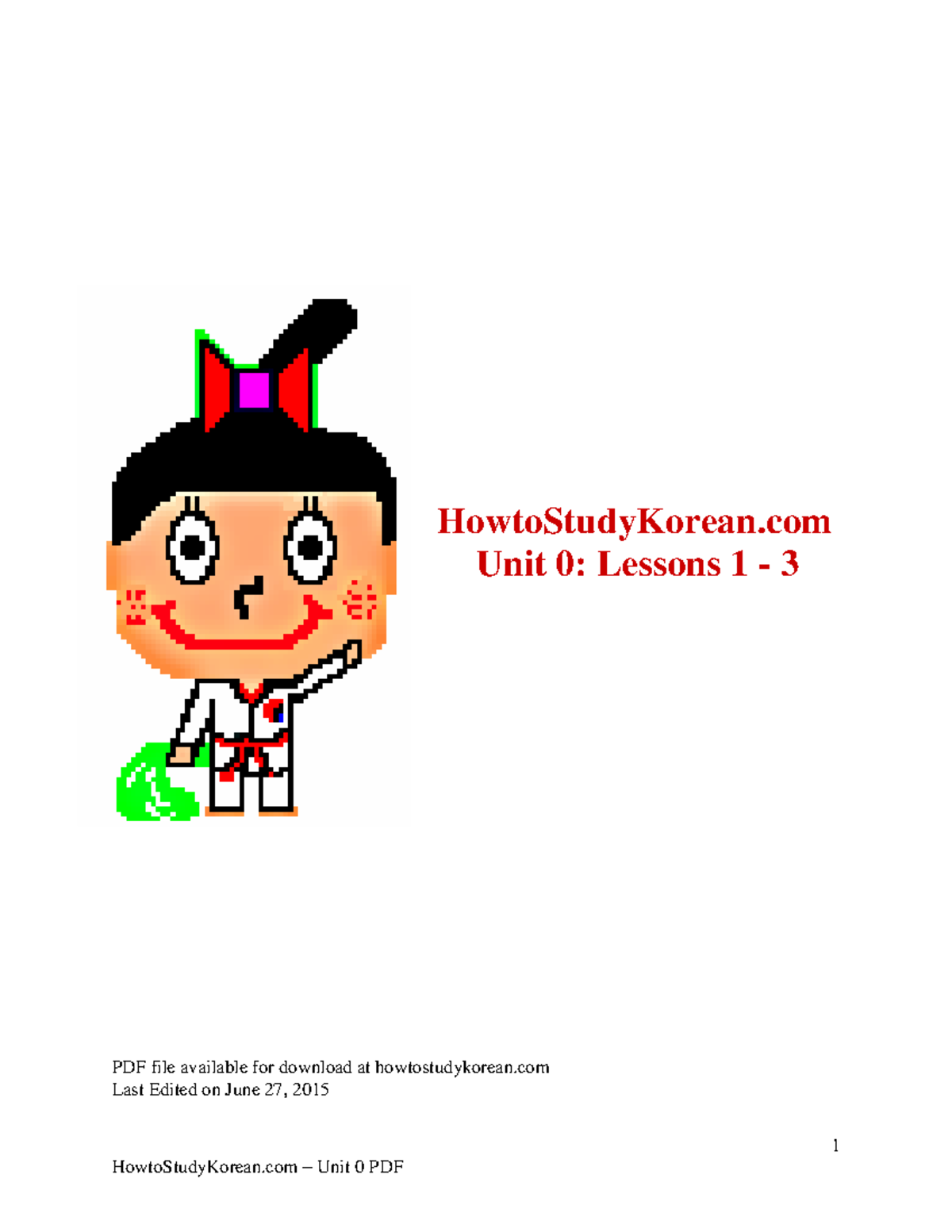 Howto Study Korean Unit 0 PDF - 1 HowtoStudyKorean Unit 0: Lessons 1 ...