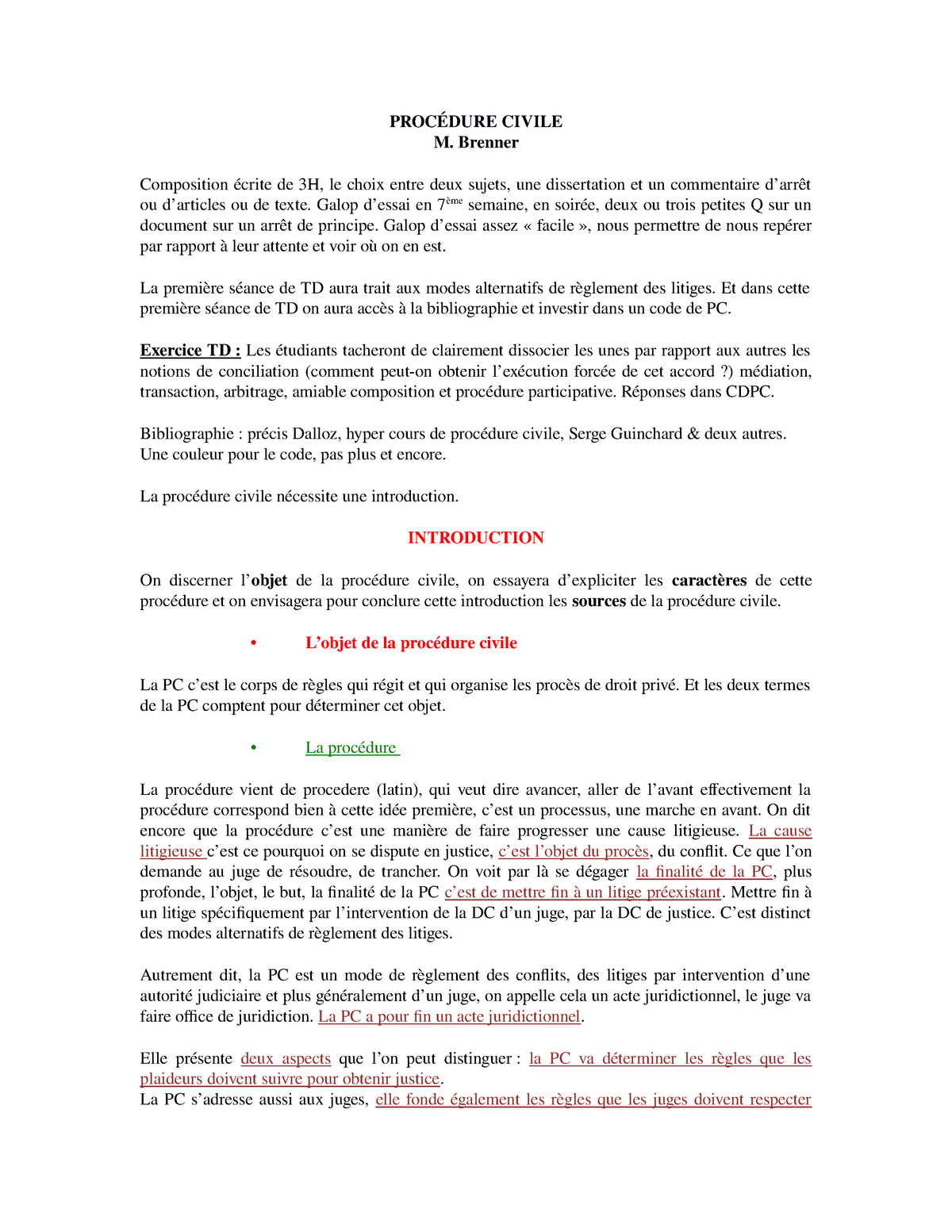 Procedure Civile 1 Procedure Civile Proc Dure Civile Brenner Composition Studocu