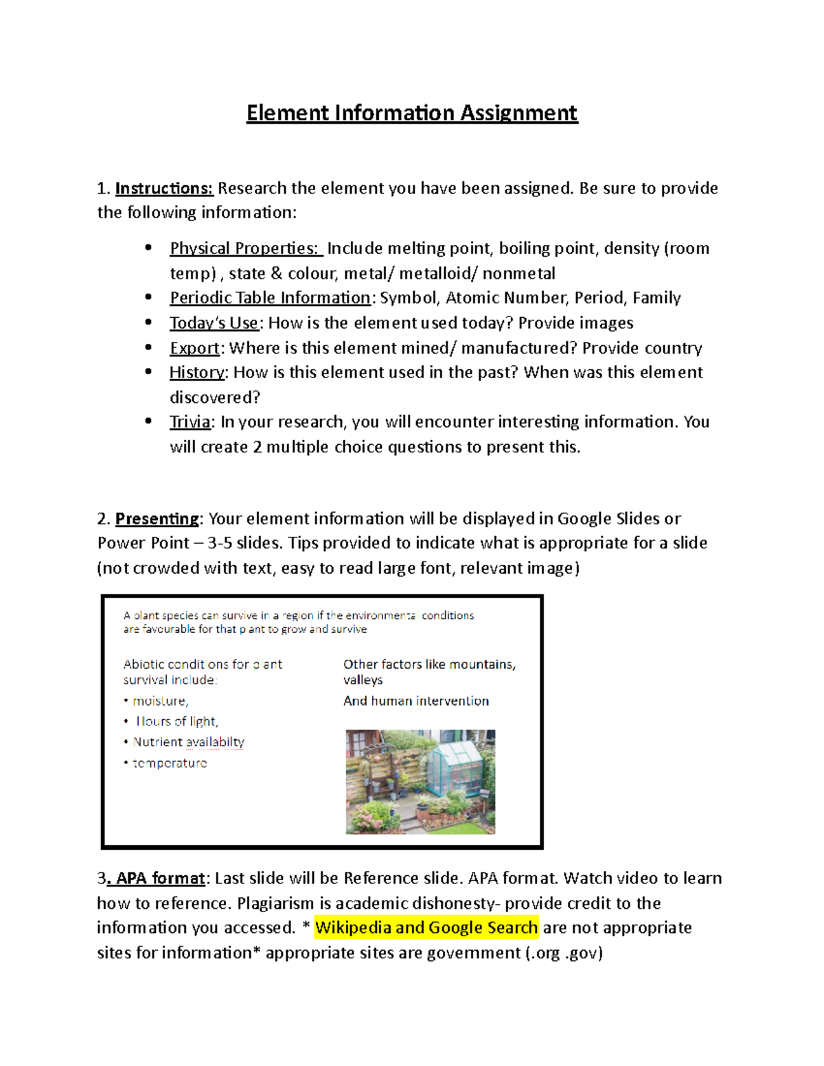 6.1 Element Element Assignment - Element Information Assignment ...
