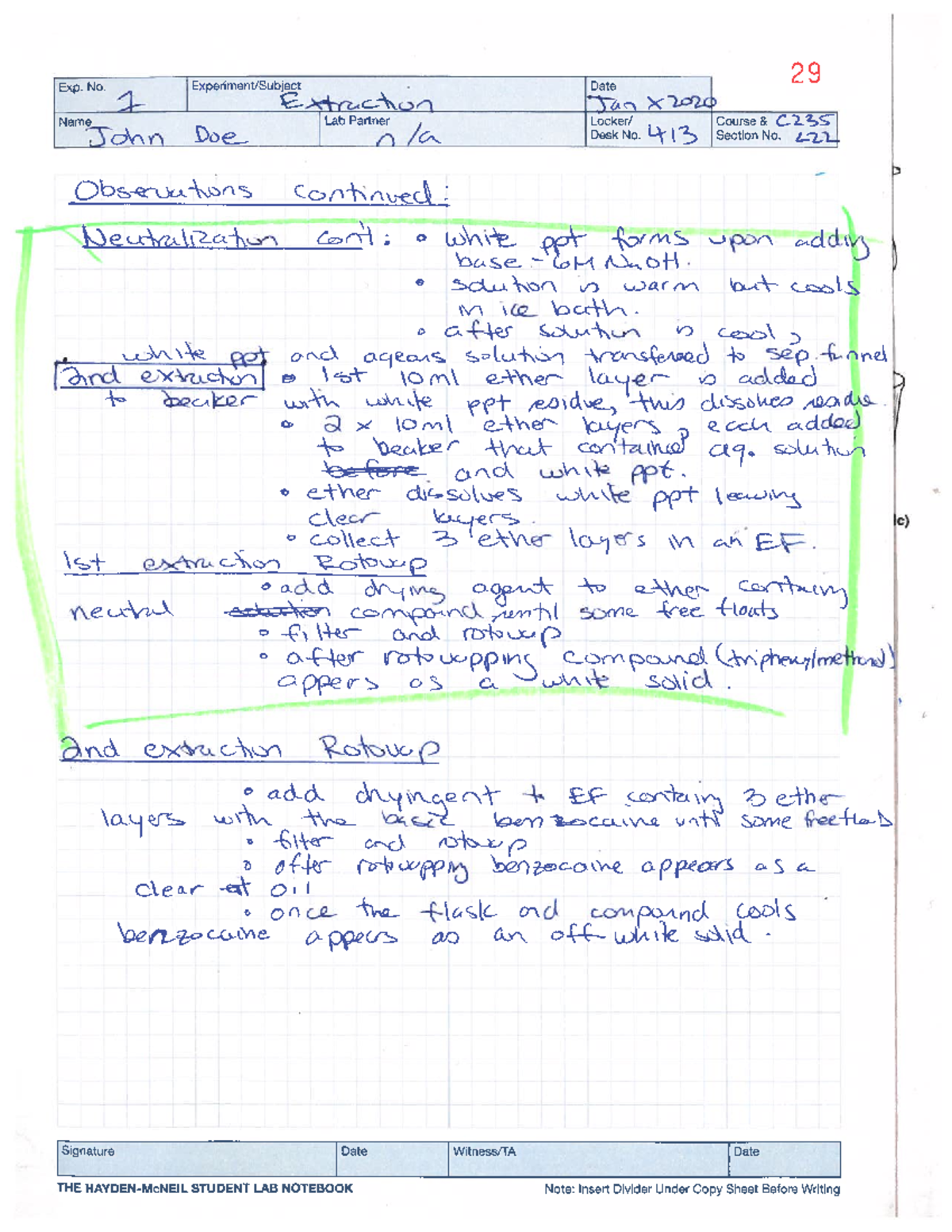 Experiment 1 pg2 of 2 Data and observations - 29 Exp. No. Date 1 ...