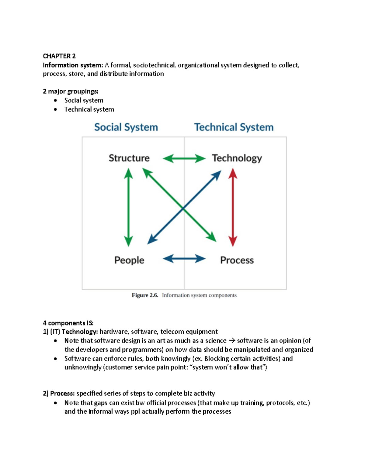 BU 415 Chapter 2 Notes - CHAPTER 2 Information system: A formal ...