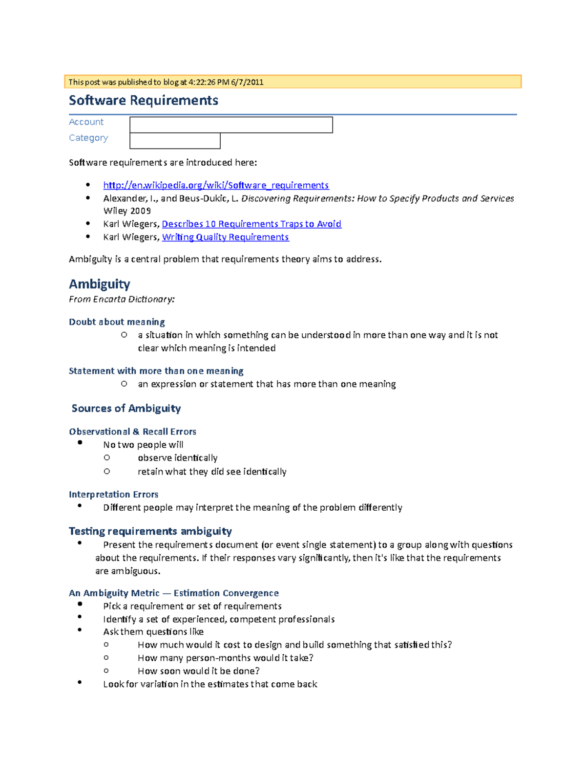 Ambiguity In Software Requirements - This post was published to blog at ...