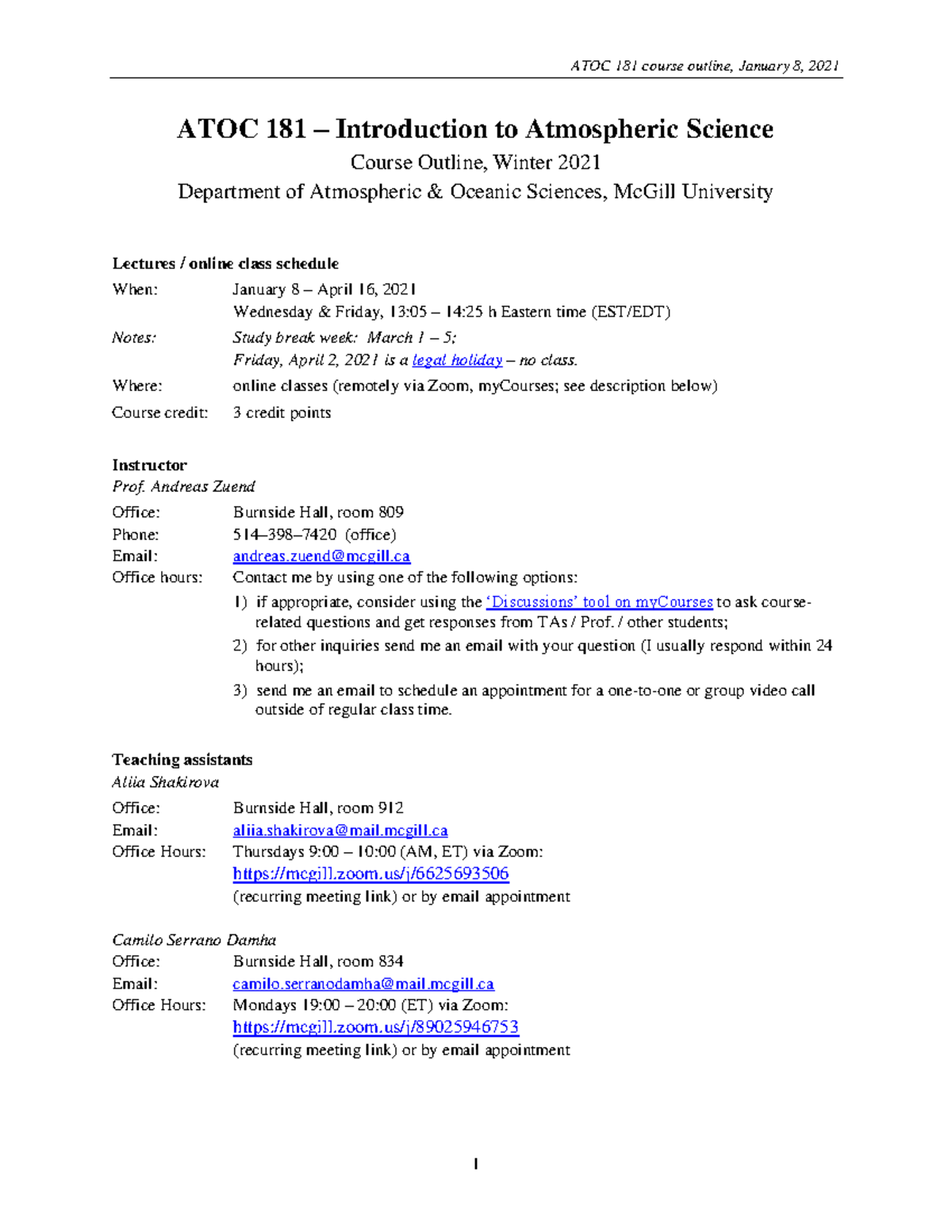 ATOC 181 Course Outline Winter 2021 - Copy-2 - ATOC 181 – Introduction ...