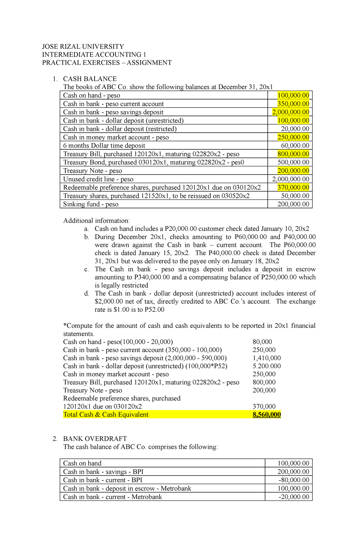 Intacc-1 - Intermediate Accounting Problem - JOSE RIZAL UNIVERSITY ...