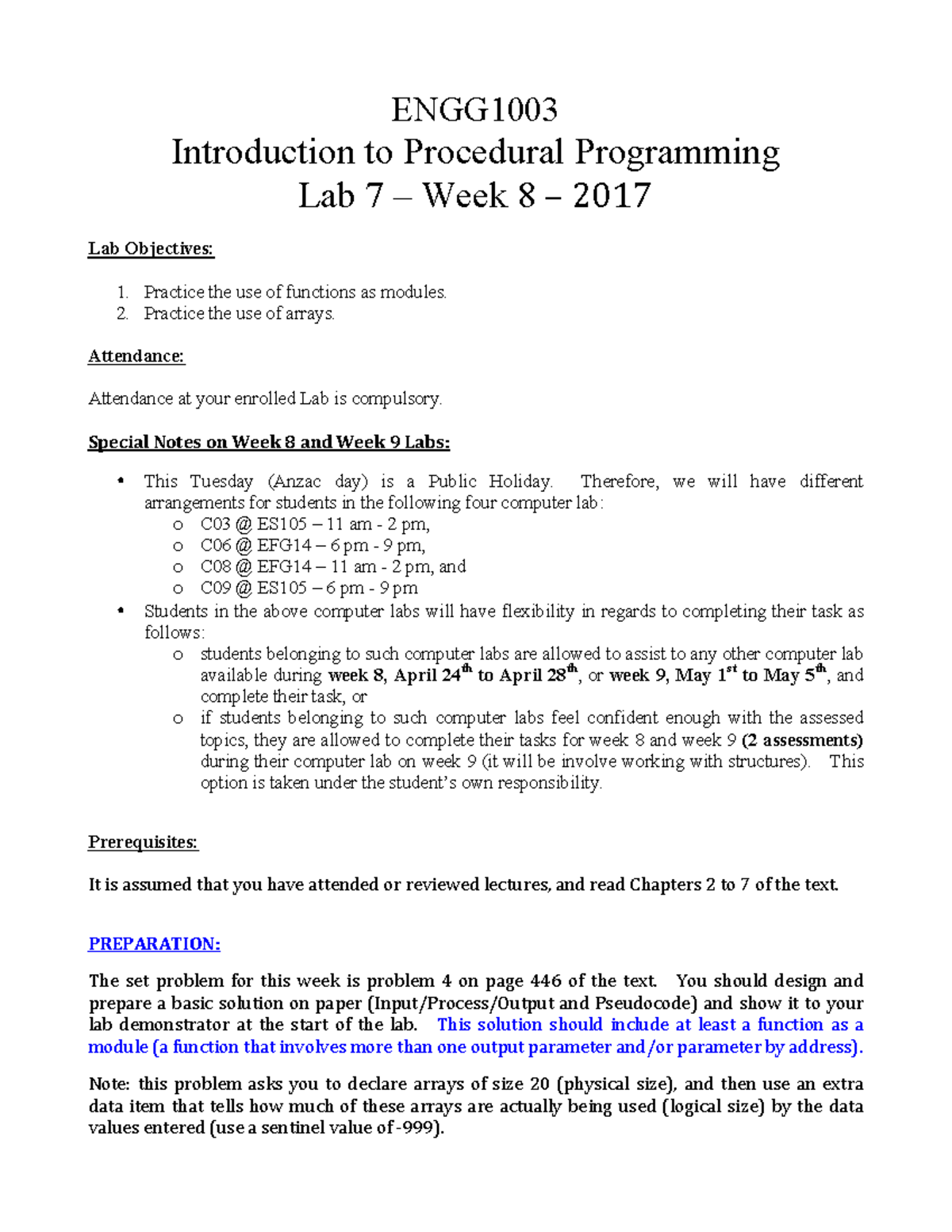 GENG1003 Lab7 - Lab 7 - Introduction To Procedural Programming ...