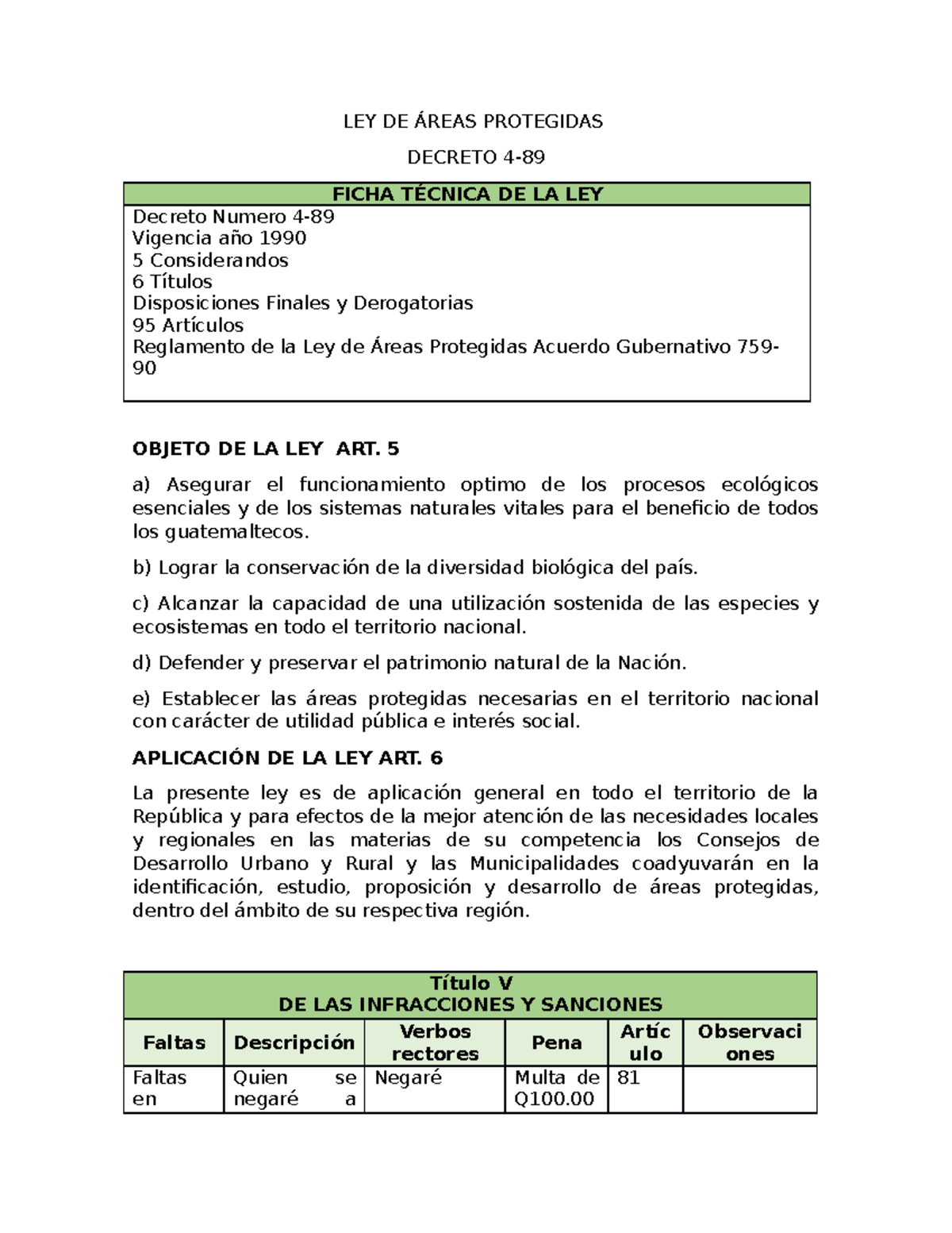 Compendio De Leyes Especiales Guatemala Ley De Reas Protegidas