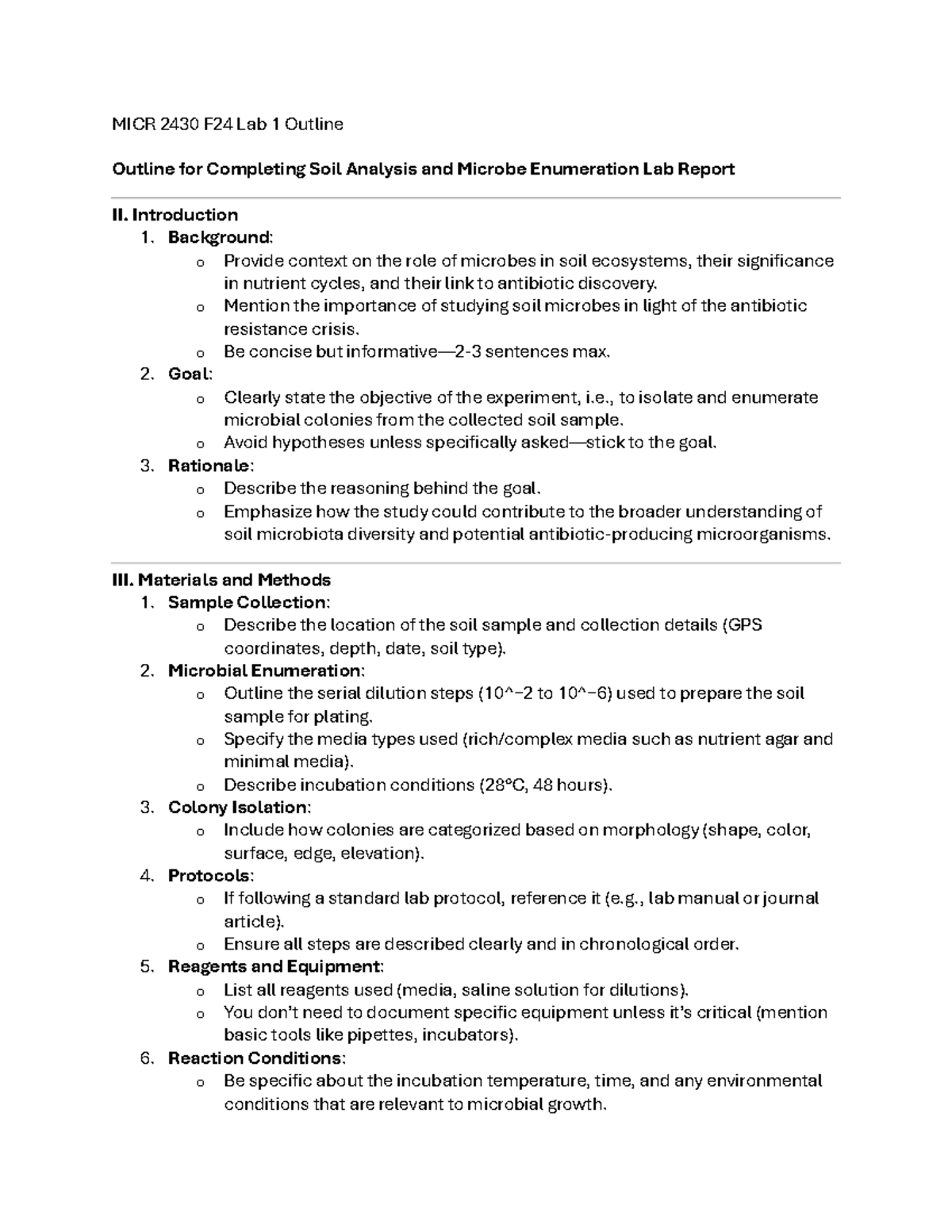 MICR 2430 F24 Lab 1 Outline - MICR 2430 F24 Lab 1 Outline Outline for ...