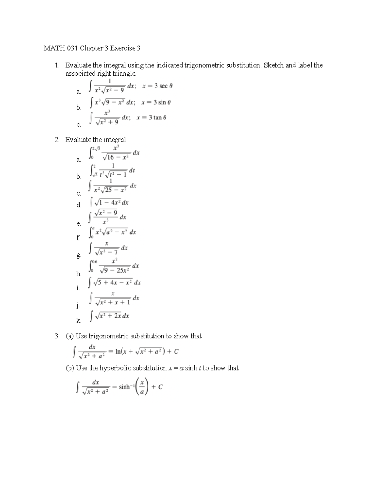 MATH 031 Chapter 3 Exercise 3 - MATH 031 Chapter 3 Exercise 3 Evaluate ...