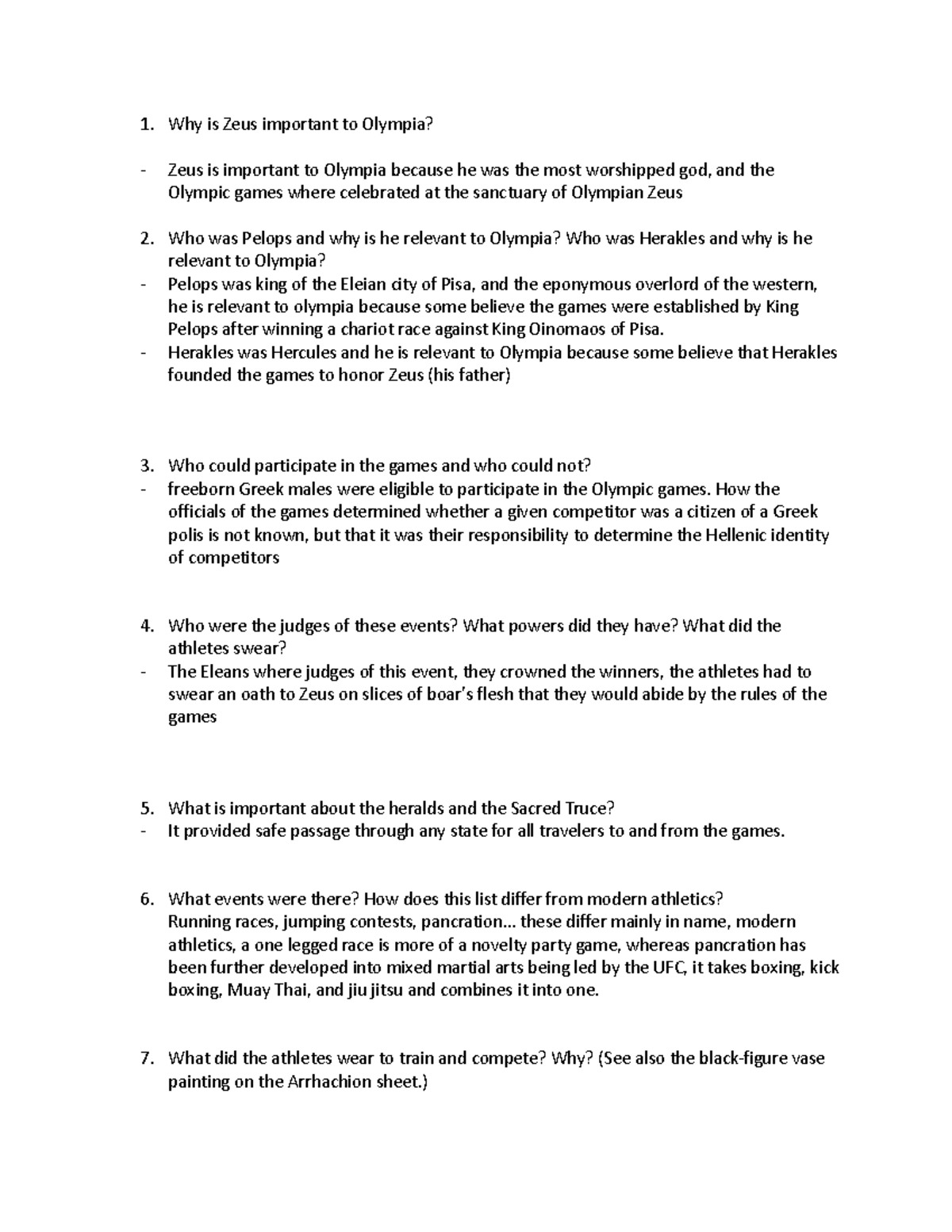 Seminar C questions Why is Zeus important to Olympia? Zeus is