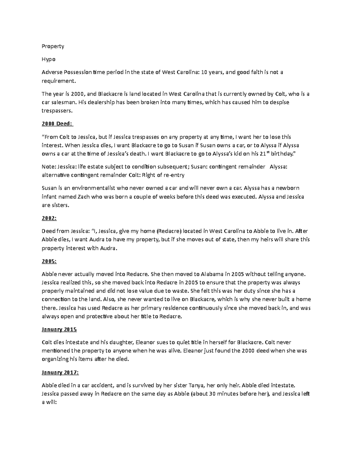 Future Interest Hypo Post Property Hypo Adverse Possession time