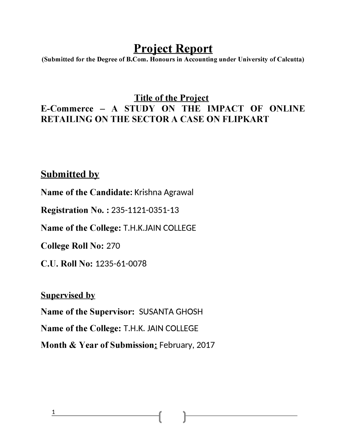 Project Report Title Of The Project E Co - Project Report (Submitted ...