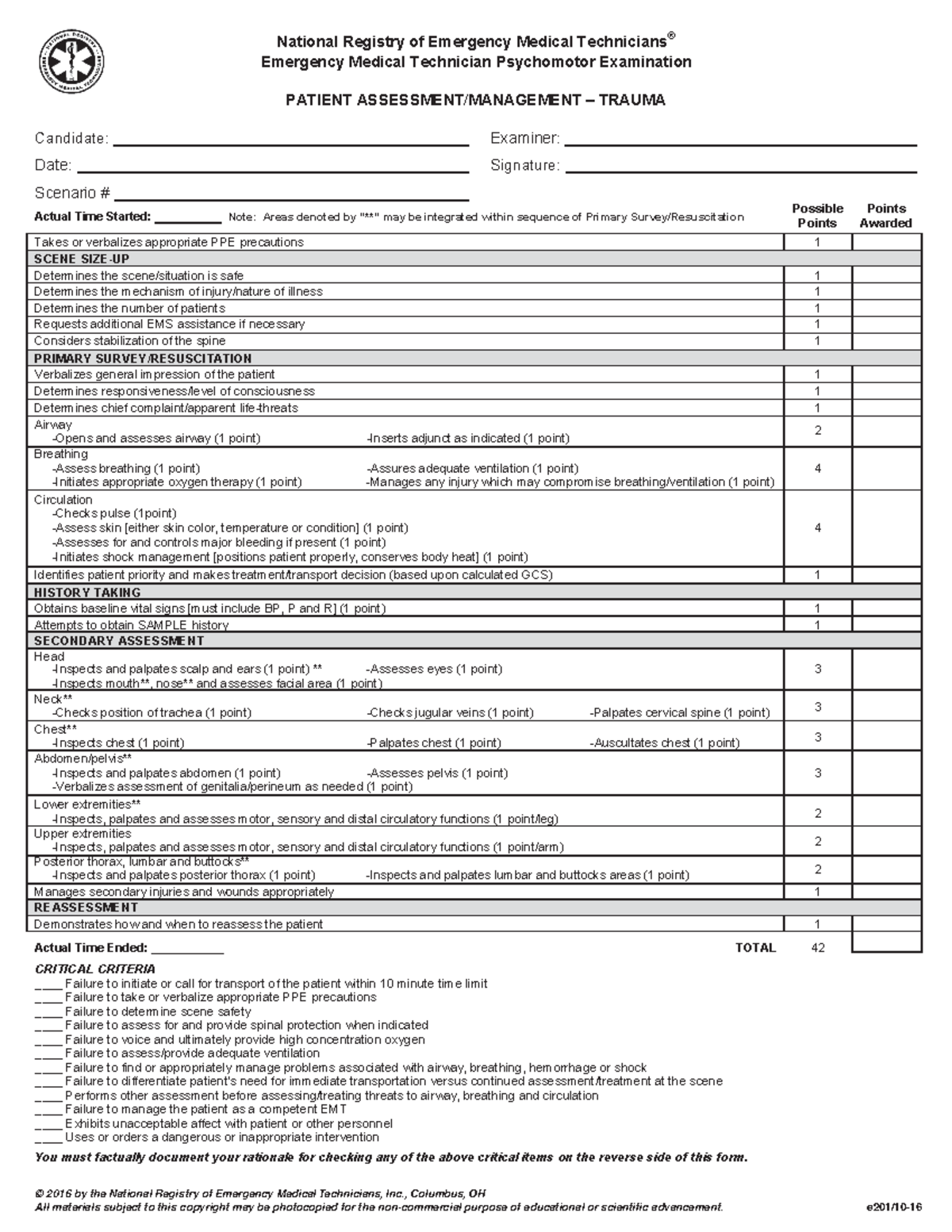 Nremt Student Packet - study guide - Emergency Medical Technician ...