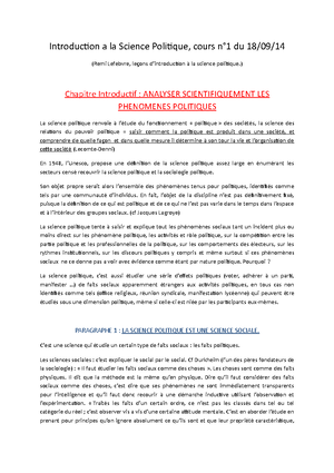 Sciences politiques - Cours de Science Politique de L1 droit - Sciences ...