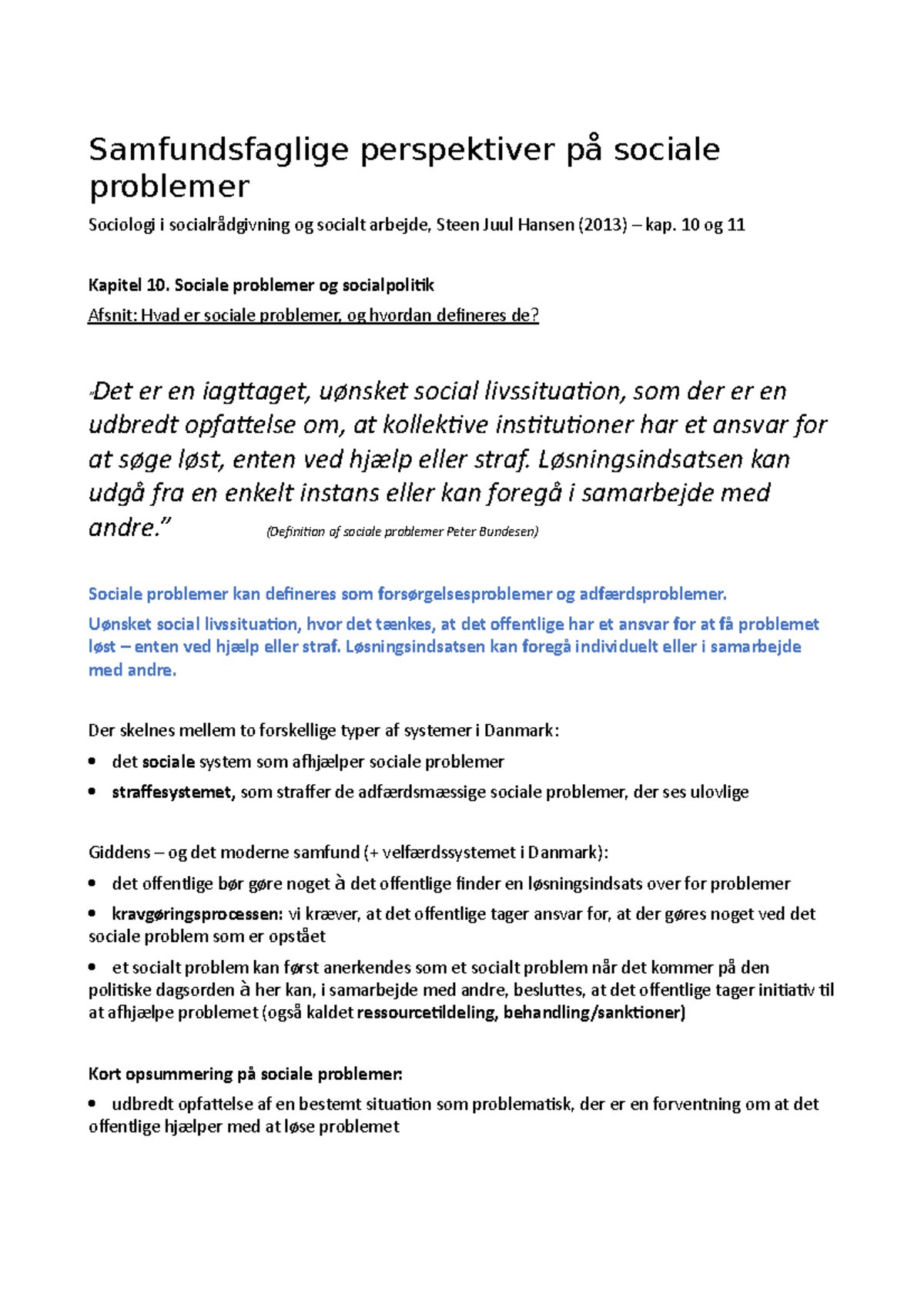 Samfundsfaglige Perspektiver På Sociale Problemer - Samfundsfaglige ...