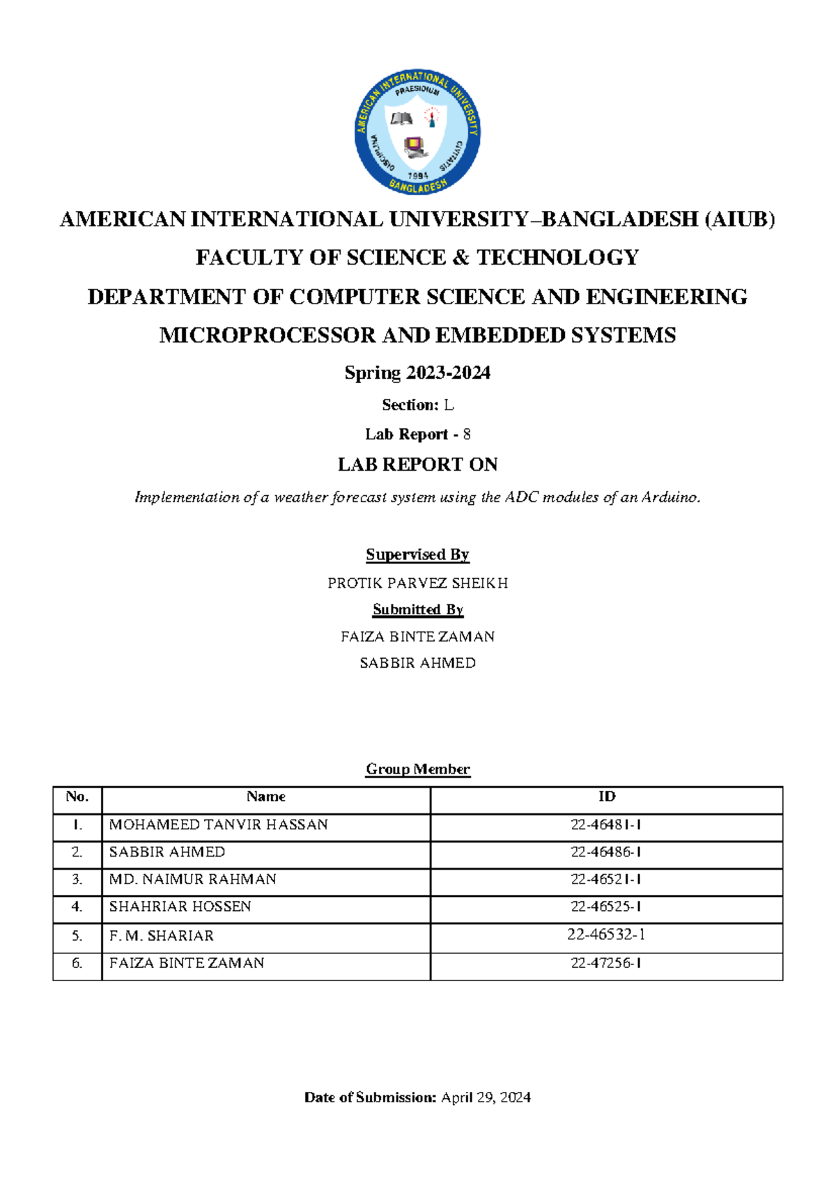 Lab Report 8 - Implementation of a weather forecast system using the ...