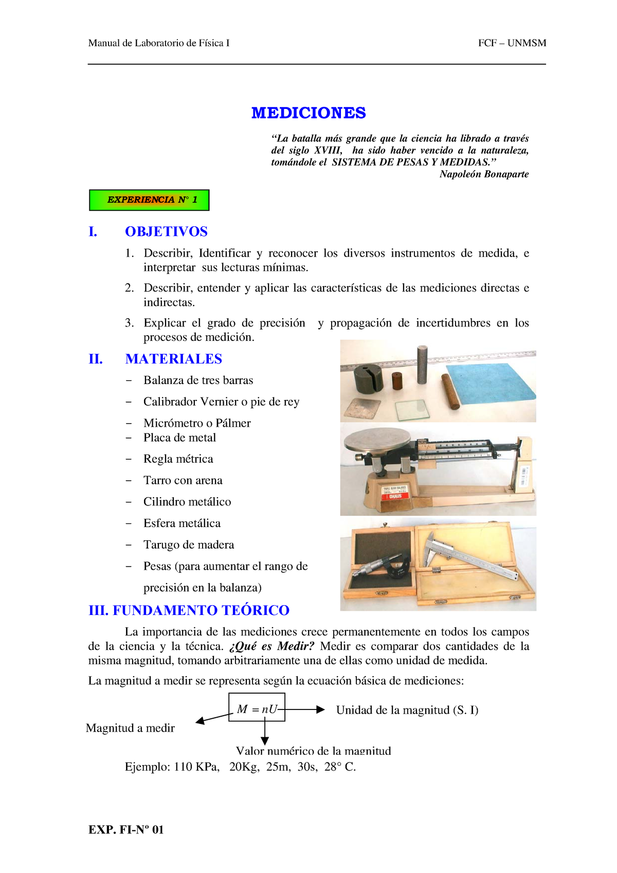 Guia De Laboratorio Fisica I-1 - Manual De Laboratorio De Física I FCF ...