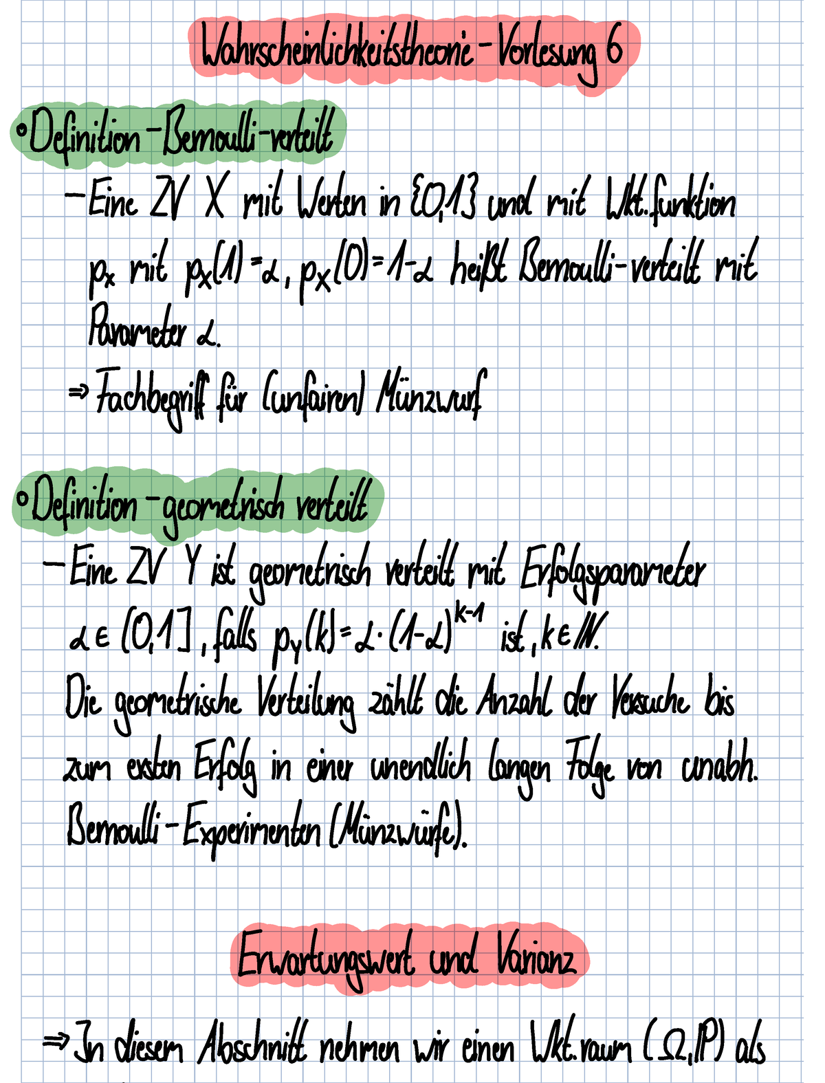 Wahrscheinlichkeitstheorie-Vorlesung 6 - Wahrscheinlichkeitstheorie ...