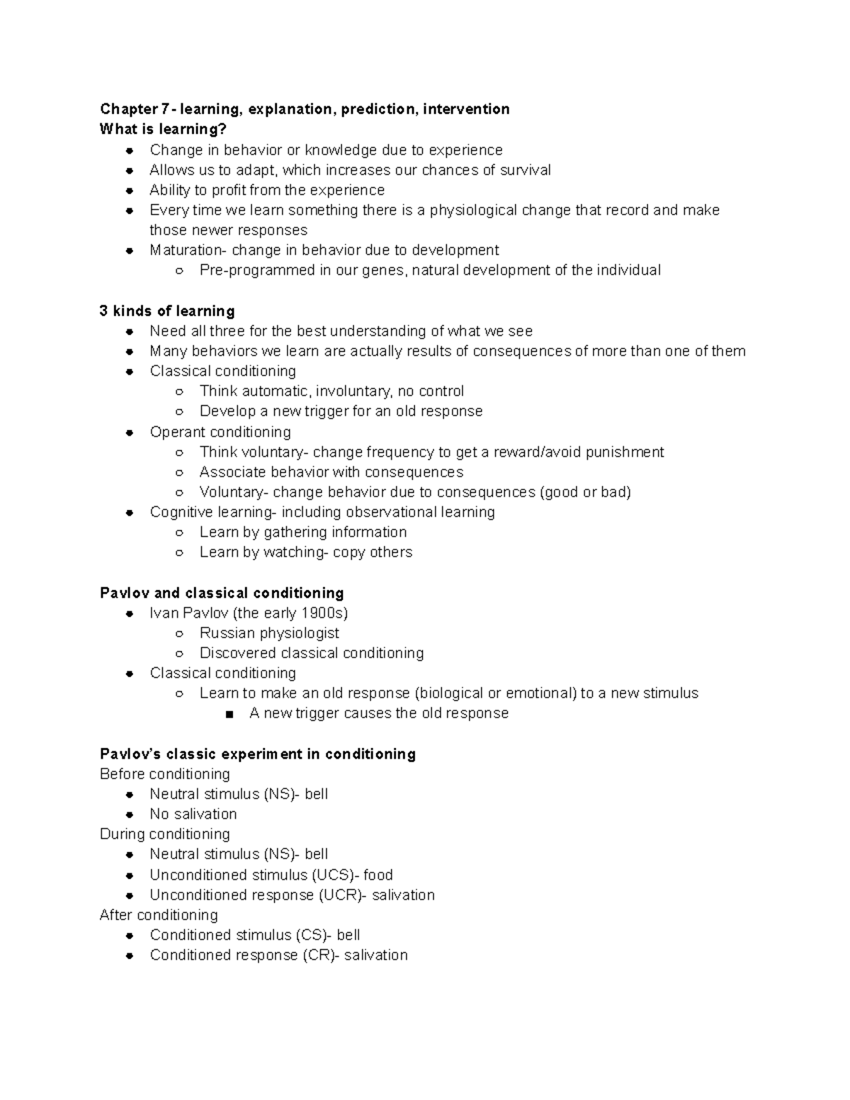 Chapter 7 - Chapter 7- learning, explanation, prediction, intervention ...