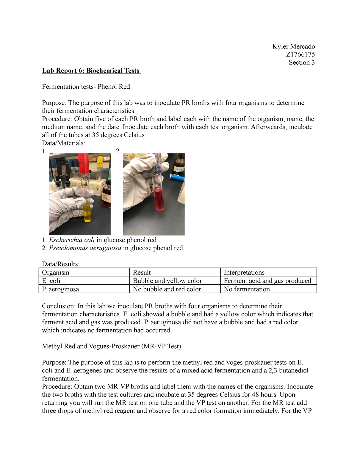 Lab 7 - BIOS 313 lab - Kyler Mercado Z1766175 Section 3 Lab Report 6 ...