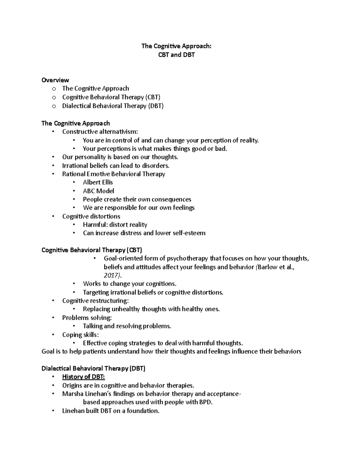 Discuss The Cognitive Approach To Treating Depression 16 Marks Essay