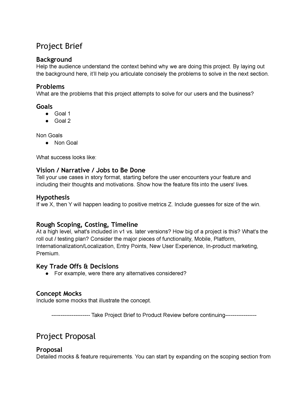 Copy of The Asana Spec Template (Public Copy) - Project Brief ...