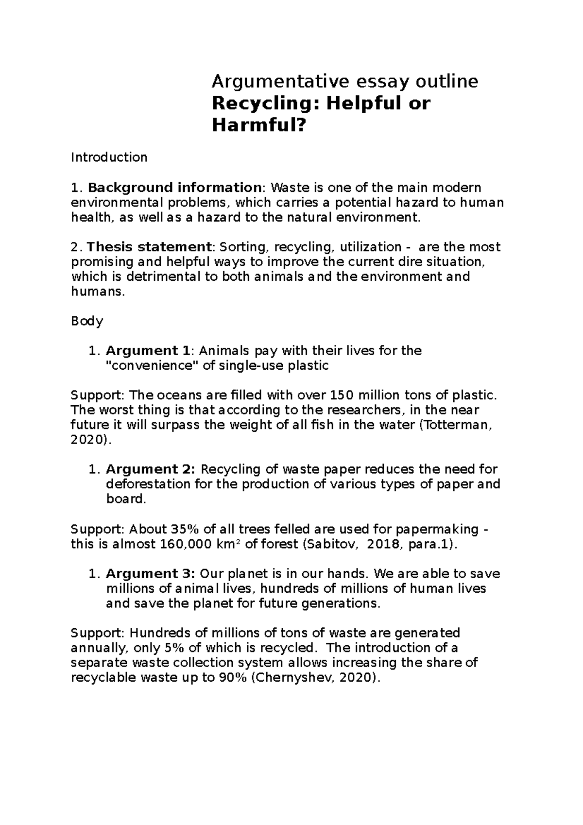 argumentative essay about recycling