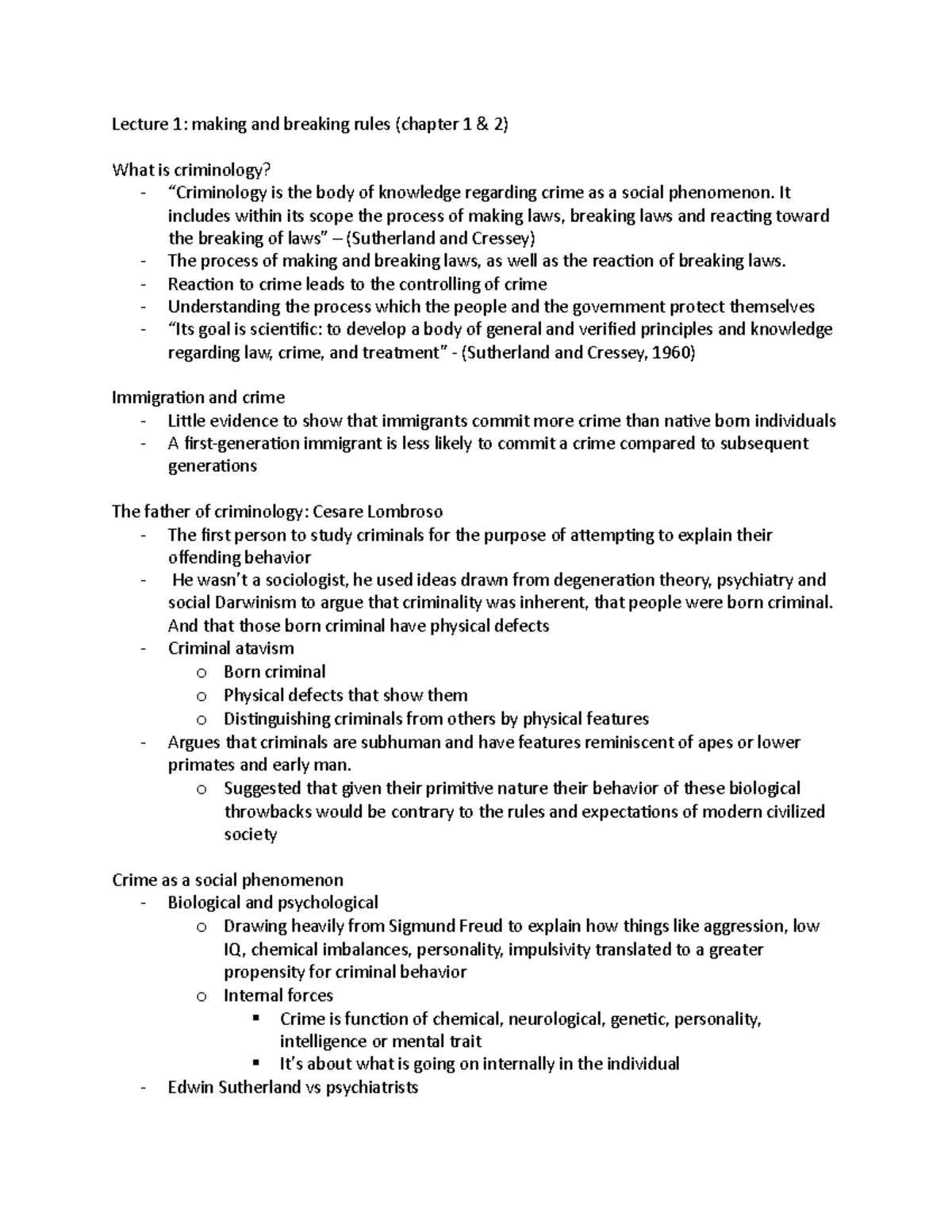 Test 1 notes - Lecture 1: making and breaking rules (chapter 1 & 2 ...