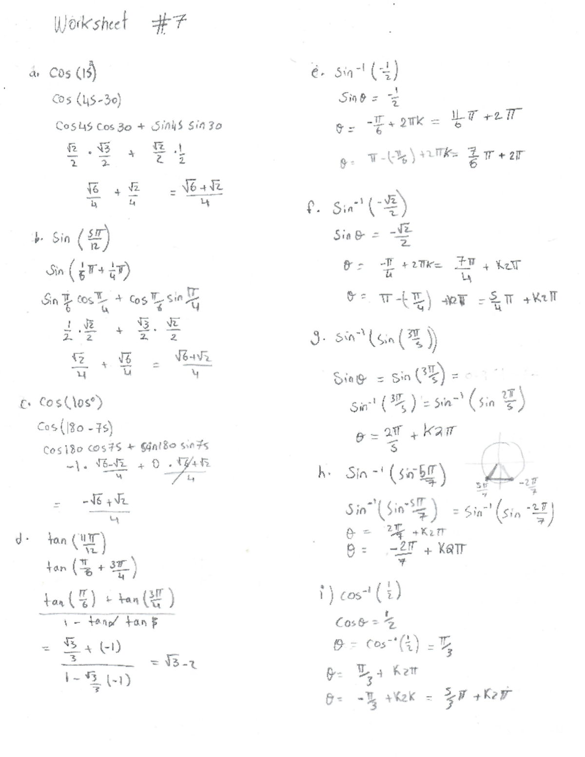 Worksheet 7 answers - MATH 2 - Studocu