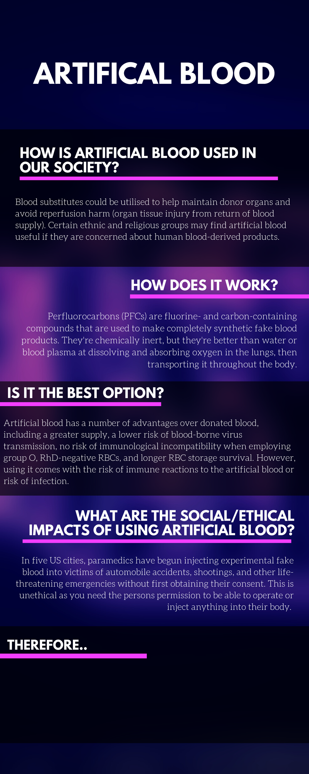What Are The Disadvantages Of Using Artificial Blood Artifical blood poster infographic thing - ARTIFICAL BLOOD HOW IS