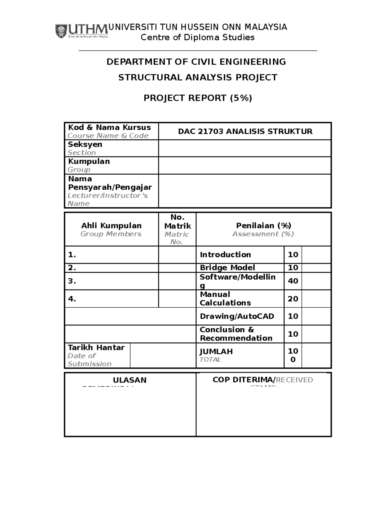 ( Project) projectreportcoverarubrik - UNIVERSITI TUN HUSSEIN ONN ...