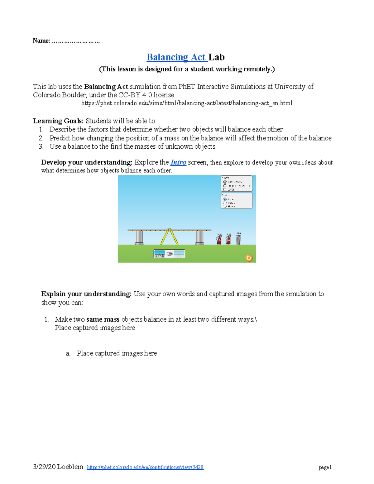 Balancing+Act Remote+Lab+ - Name: ........................ Balancing ...