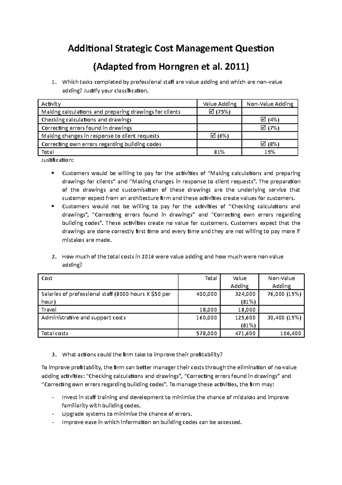Solution Additional Strategic Cost Management Question - Addiional ...