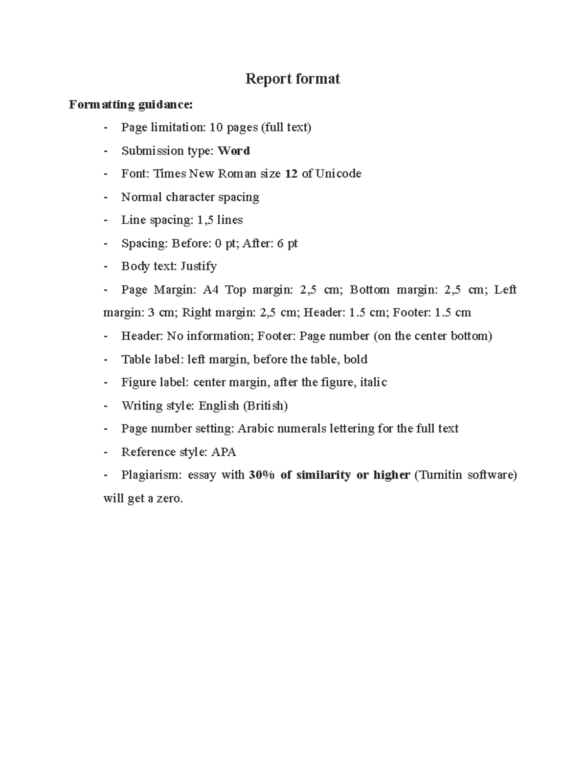 Format tiểu luận HRM - dkf;aewad - Report format Formatting guidance ...