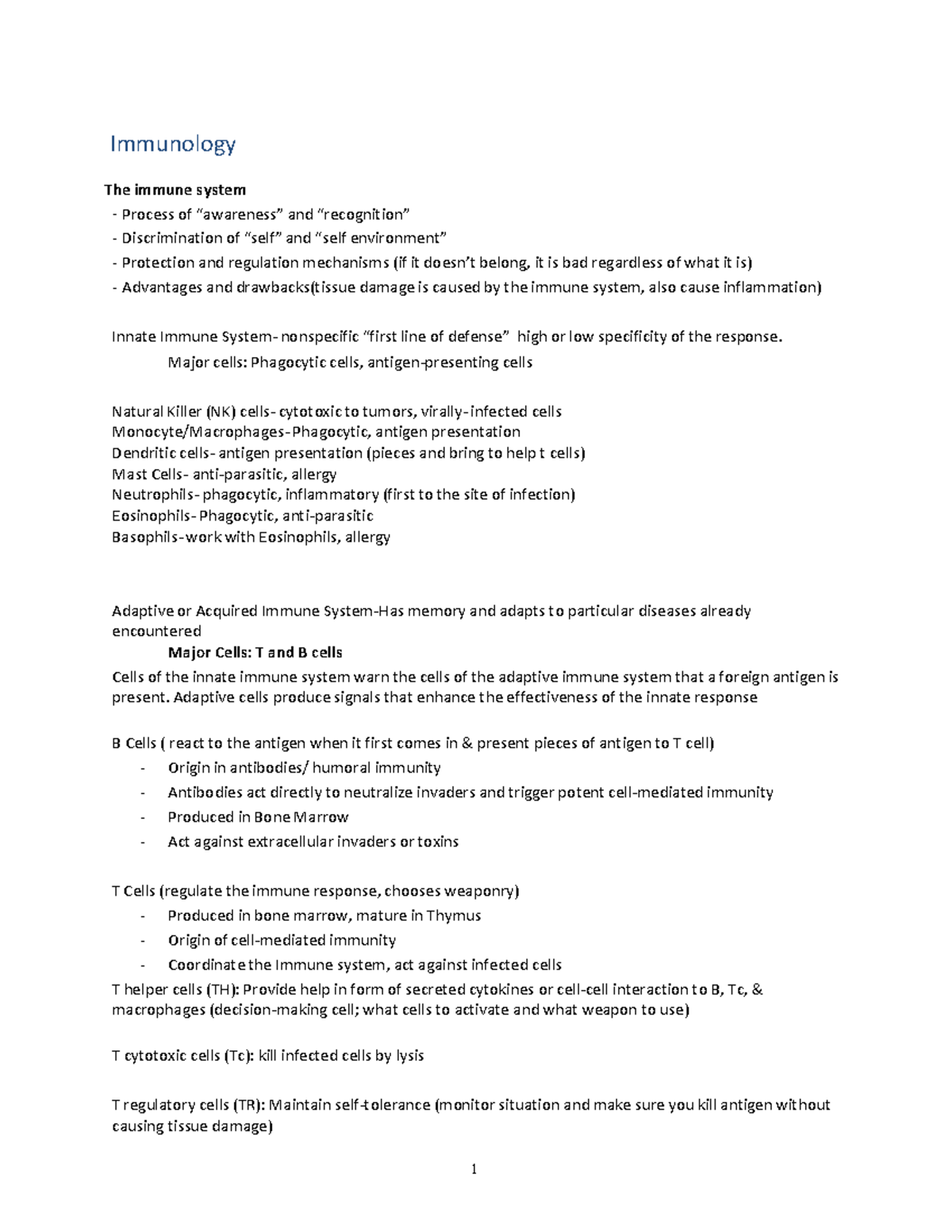 Overview of Immunology - Immunology The immune system - Process of ...