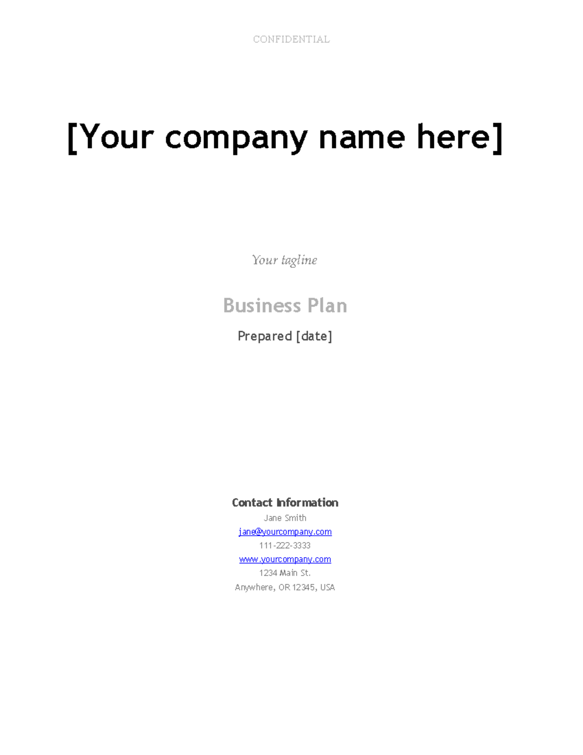 Business Plan Template 2020 - CONFIDENTIAL [Your company name here ...