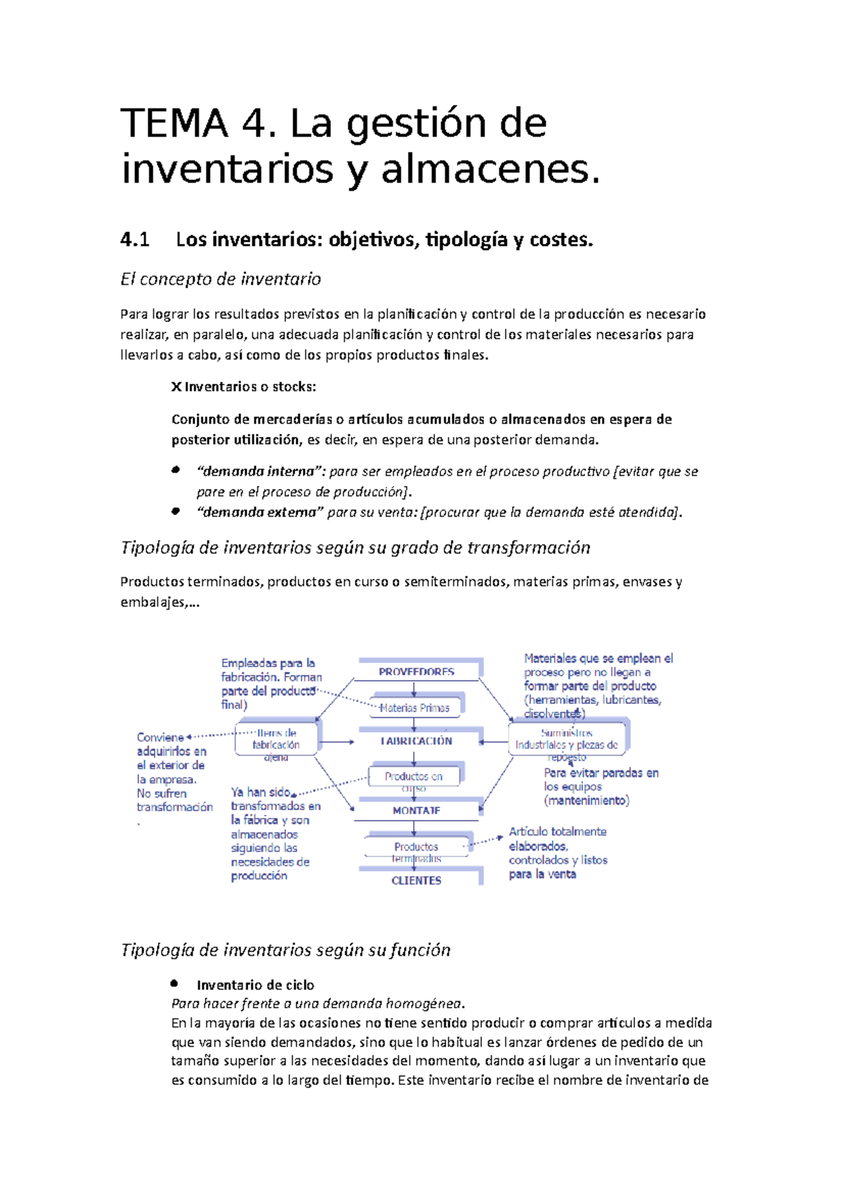 TEMA 4 - TEMA 4 - TEMA 4. La gestión de inventarios y almacenes. 4 Los ...