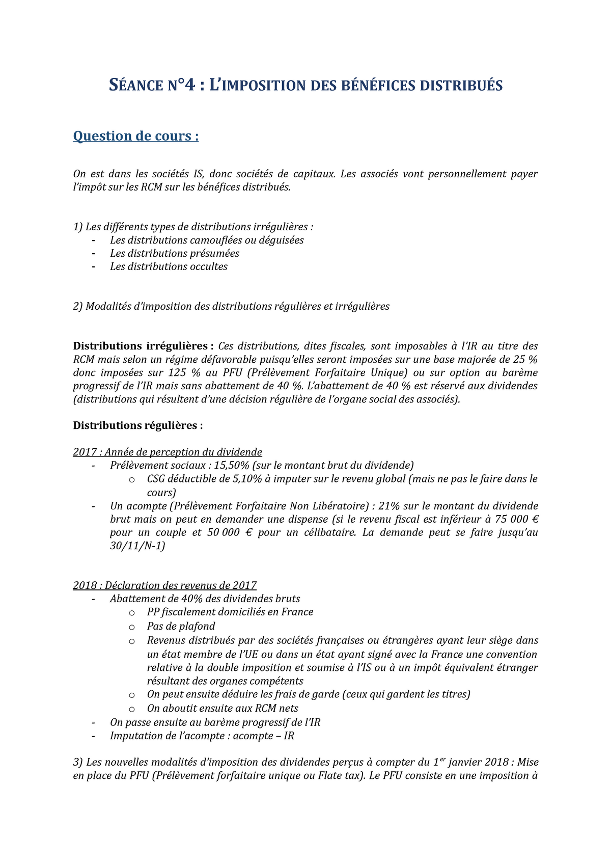 L'imposition Des B Çn Çfices Distribu Çs - SÉANCE N°4 : L’IMPOSITION ...