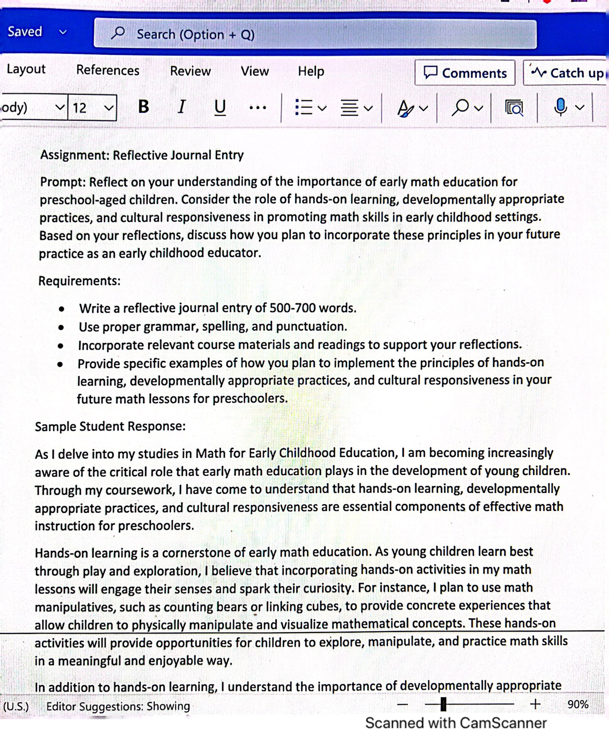 Early C writing - Saved Search (Option Q) Layout References Review View ...