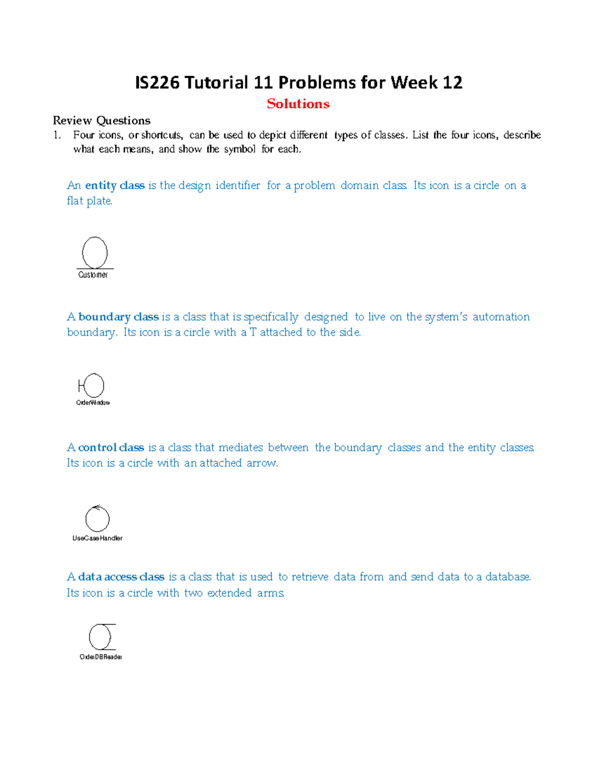 IS226 Tutorial Wk12-Solutions - IS226 Tutorial 11 Problems For Week 12 ...