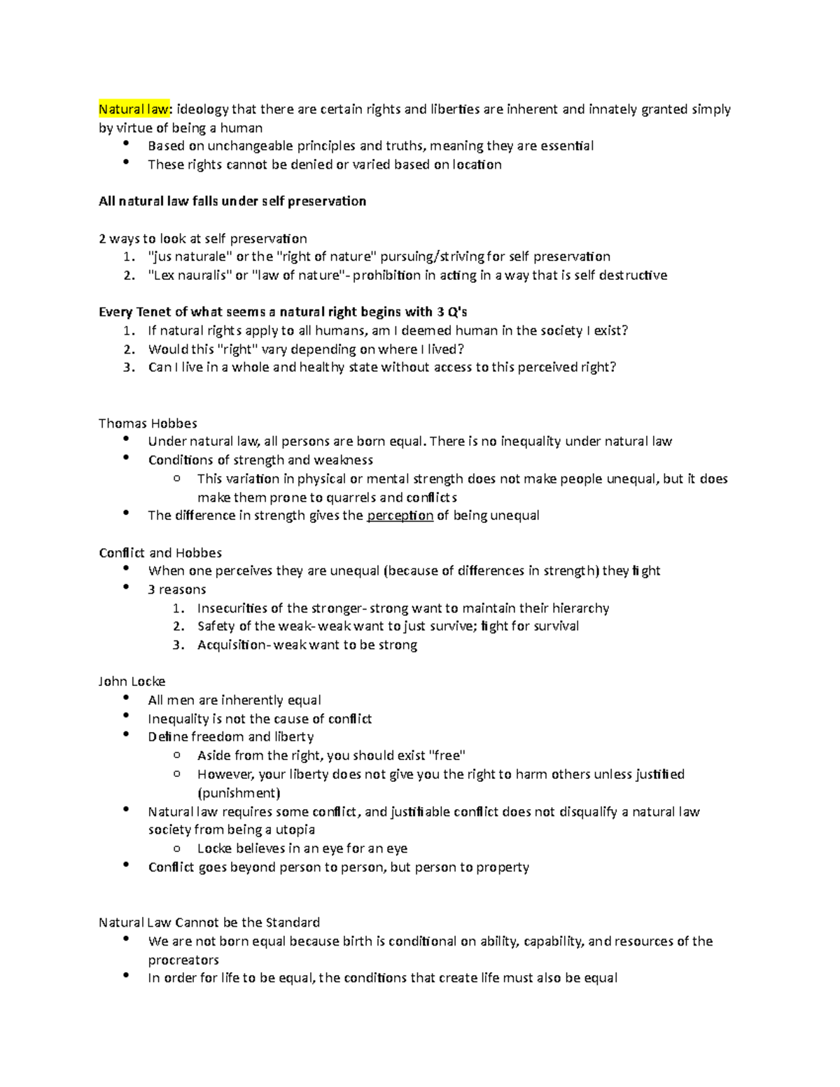 Natural Law Example Situations