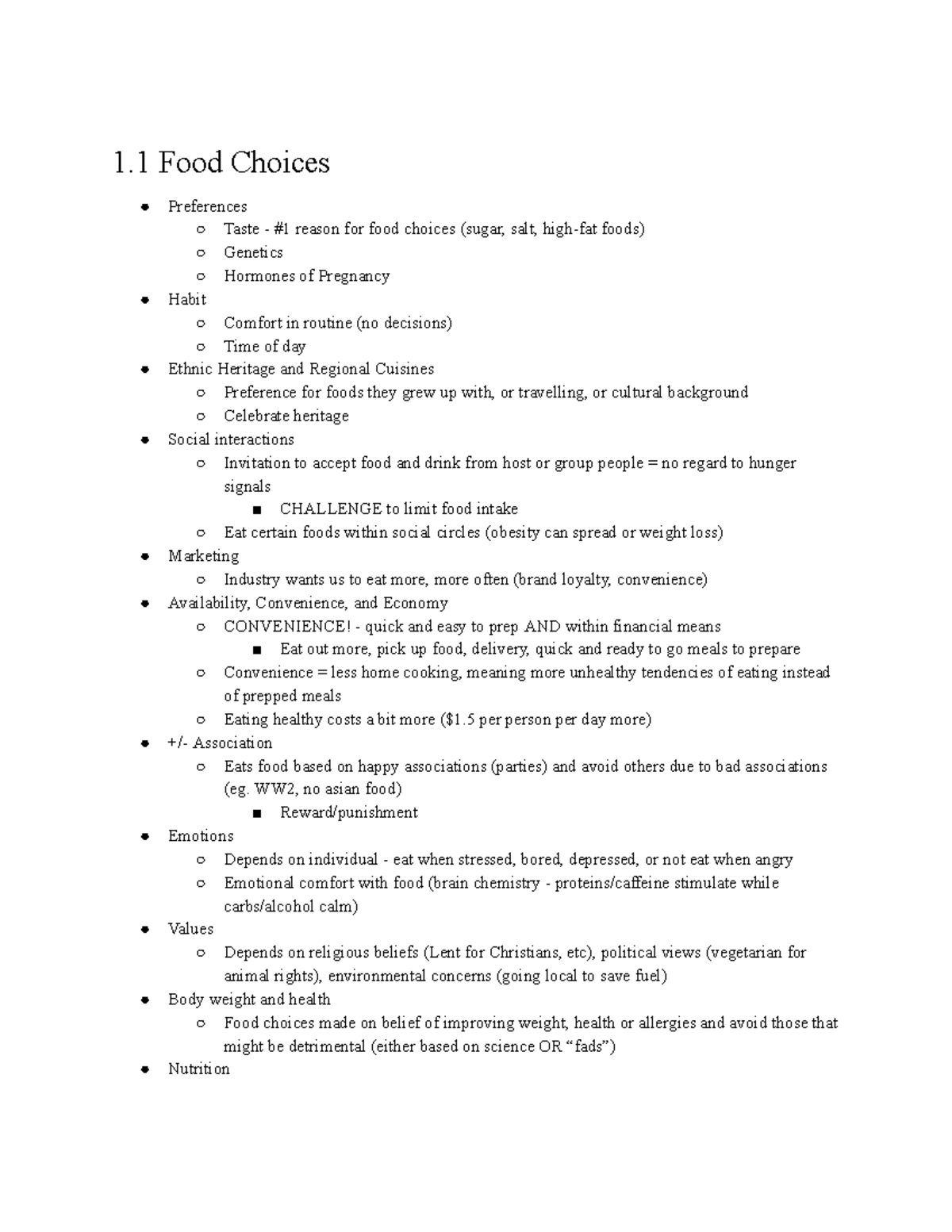 NTR 306 Ch. 1 Notes Chapter 1 Summaries Understanding Nutrition 1