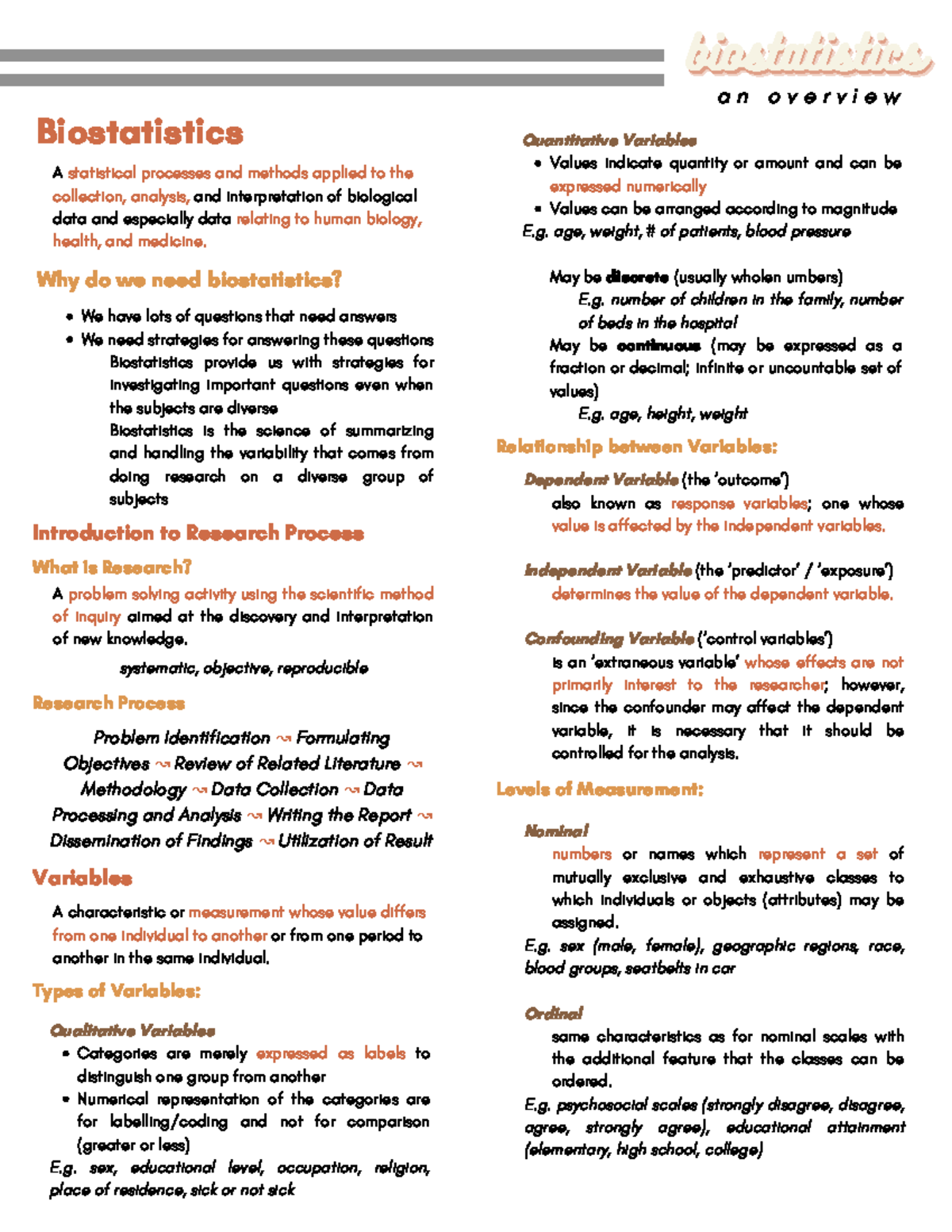 Biostats-overview - notes - biostatisticsbiostatisticsbiostatistics a n ...